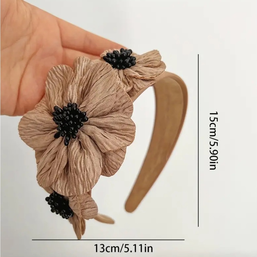 Dark Red Floral Headband - Picture 3 of 4